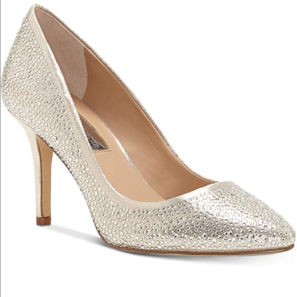 INC Pearl gold crystal heels sz 8